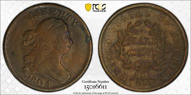 1804 1/2C Plain 4, No Stems VF25BN