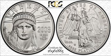 2008-W $50 Burnished St. of Liberty SP70