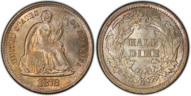 1872-S H10C Mintmark Below Bow MS66