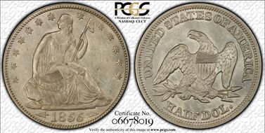 1855/54 50C Arrows AU58