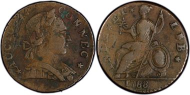 1788 CT 1/2P Mailed Bust Right VF30BN