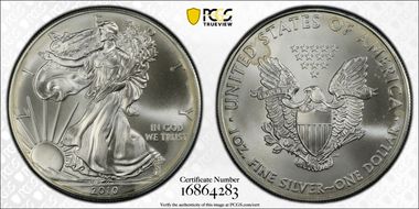 2010 $1 Silver Eagle First Strike MS70