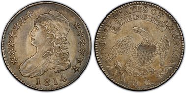 1814 50C Overton 102 AU50