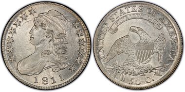 1811 50C O-103a AU58