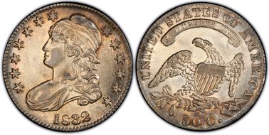 1832 50C O-102a AU58