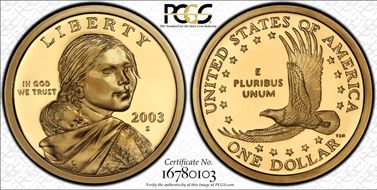 2003-S SAC$1 PR70DCAM