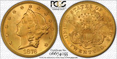 1876 $20 MS63