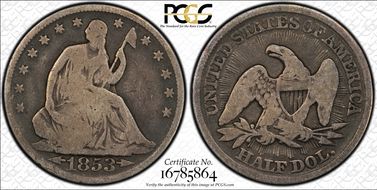 1853 50C Arrows & Rays VG8