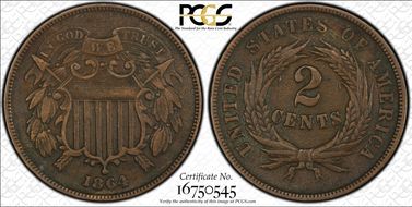 1864 2C Large Motto N1BN