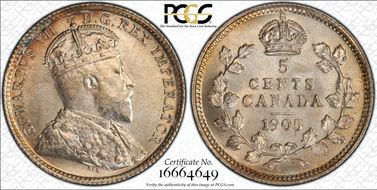 1905 5C Narrow Date 5/5 MS63