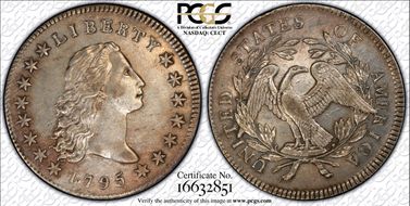 1795 $1 Silver Plug, BB-18 AU55