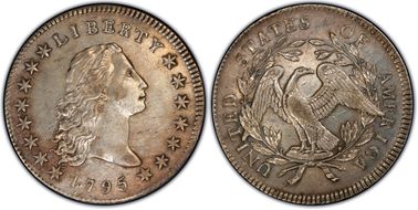 1795 $1 Silver Plug, BB-18 AU55
