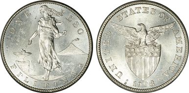 1910-S Peso KM-172  Ag AU53