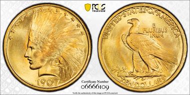 1907 $10 Indian MS67