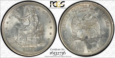 1873-S T$1 Chopmarked MS63