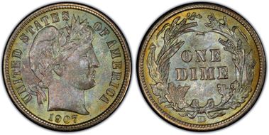 1907-D 10C MS67+