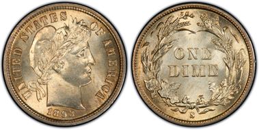 1893-S 10C MS66