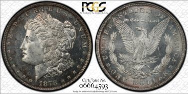 1878 8TF $1 VAM 14.6 Dot on Ear MS64PL