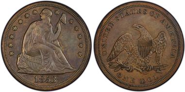 1853 $1 J-154 PR62BN
