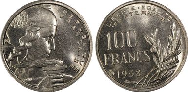 1958 100 Fr Gad-897 F-450 MS66