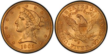 1905-S/S $5 RPM FS-501 MS62+