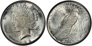 1922-S $1 VAM 10, Extra Ray MS63