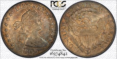 1806 50C Knob 6, Small Stars AU53