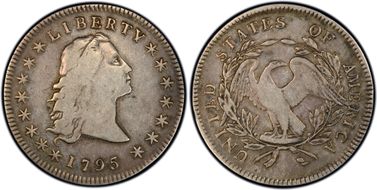 1795 $1 Flowing Hair, 3 Leaves VF25