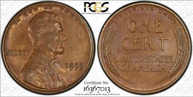 1955 1C Doubled Die Obverse MS62BN