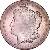 1901 $1 Doubled Die Reverse AU55