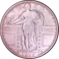 1917-D 25C Type 1 AU58