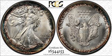 1987 $1 Silver Eagle MS68