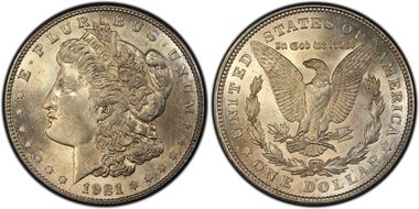 1921-S $1 VAM 1B-2 Thorn Head MS63+