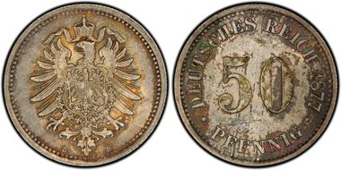 1877-B 50 Pfg Type I w/o Wreath J-7 MS63