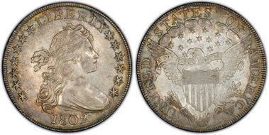 1802 $1 BB-242, Wide Date AU58
