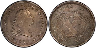 1795 $1 Flowing Hair, 3 Leaves VF25