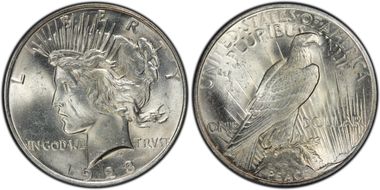 1923 $1 VAM 1D, Whisker Cheek MS64