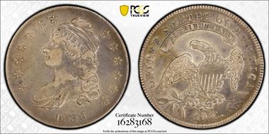 1836 50C Lettered Edge XF40