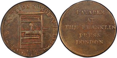 1794 Tkn 1/2P Franklin Press AU53BN