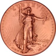 1907 $20 High Relief, Flat Edge AU53