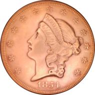 1854 $20 Small Date MS61