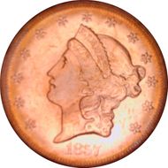 1857-S $20 MS65