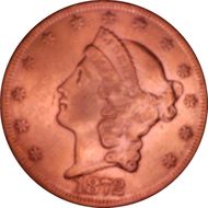 1872 $20 AU50