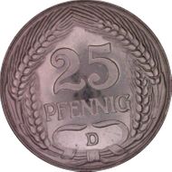 1909-D 25 Pfg J-18 PR65CAM