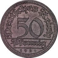 1921-F 50 Pfg J-301 MS65