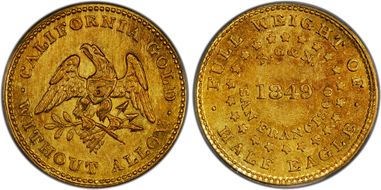 1849 $5 Norris, Gregg & Norris Plain Edge MS62+