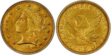 1861 $5 Clark, Gruber & Co. MS61