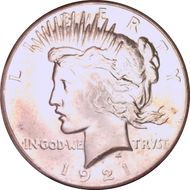1921 $1 High Relief, Peace MS63