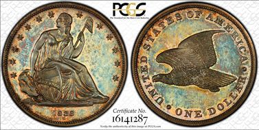 1838 $1 J-84, Gobrecht Restrike PR65