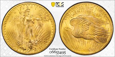 1907 $20 Saint-Gaudens MS65